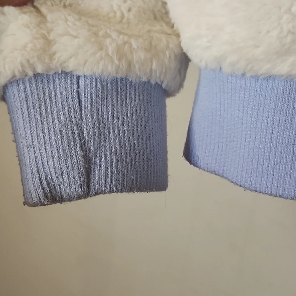 Kensie Girl Blue and Cream Puffer Jacket with Cozy Fleece